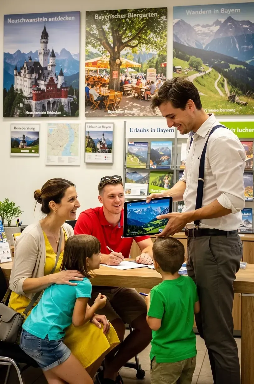 Übersichtliche Landkarte Deutschlands mit hervorgehobenen Bundesländern und empfohlenen Reisezielen.